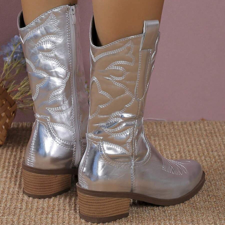 Bottine santiag argenté