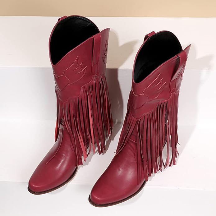 Santiag femme country rouge