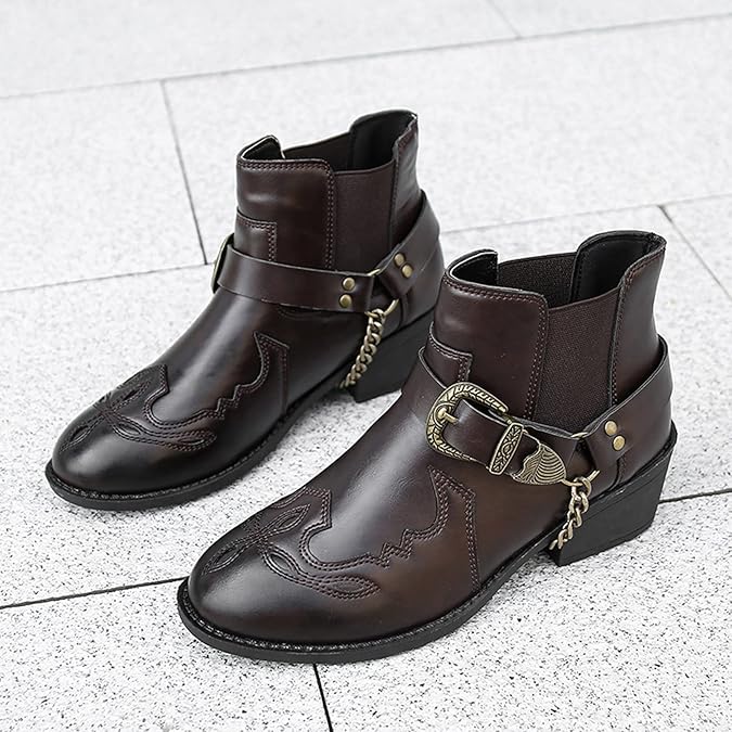 Santiag cuir marron cowboy homme