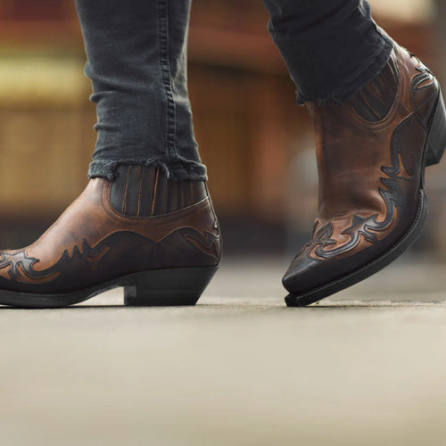 Bottine homme cuir marron santiag​