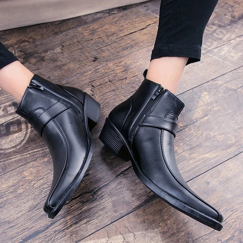 Bottine style santiag homme fermeture eclair