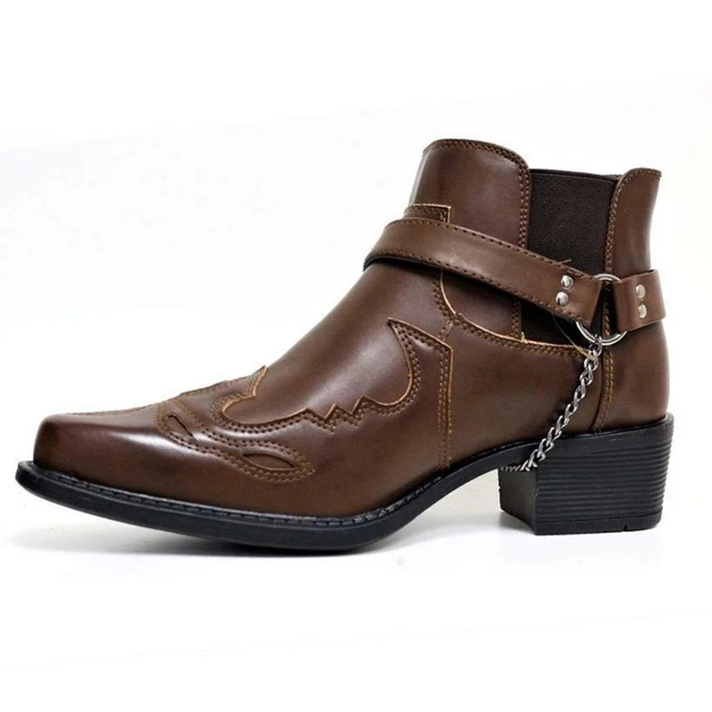 Santiag cuir marron cowboy homme