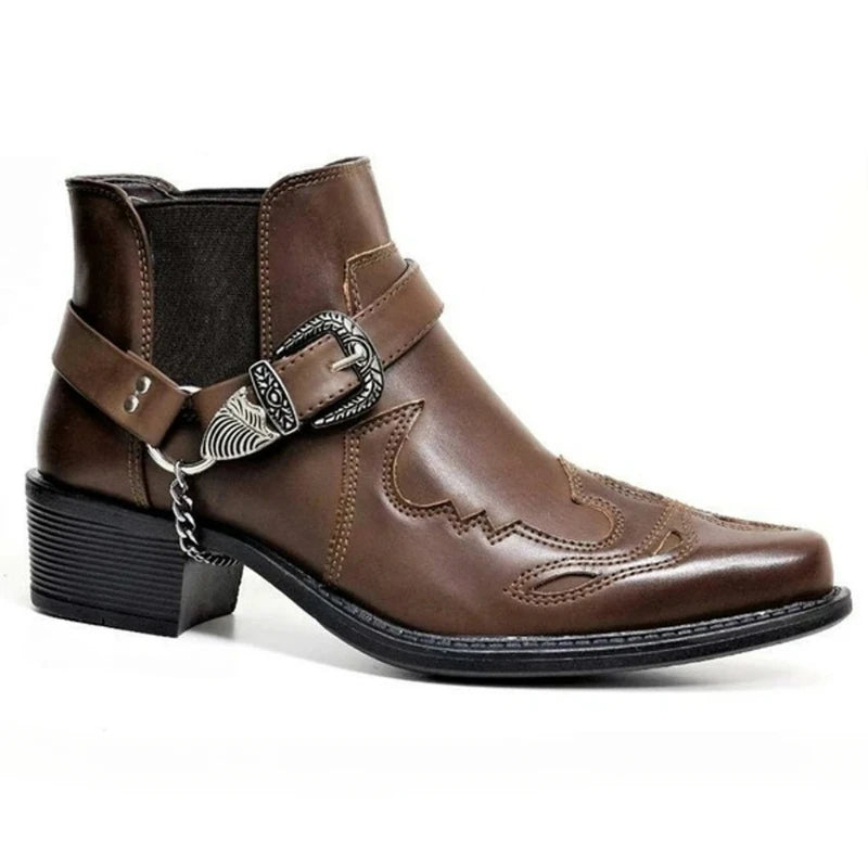 Santiag cuir marron cowboy homme