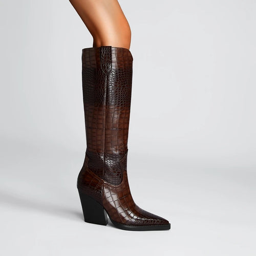 Santiag cuir femme croco