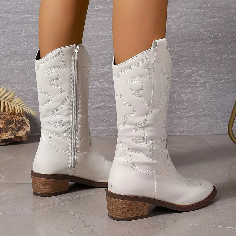 Bottine santiag blanche