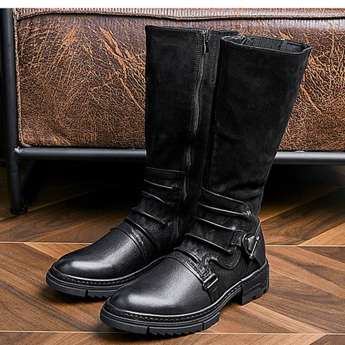 Botte noire haute cuir homme santiag
