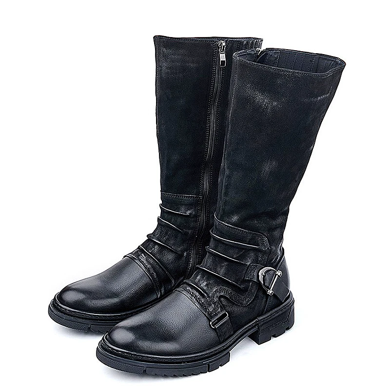 Botte noire haute cuir homme santiag