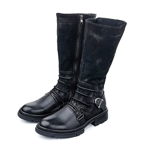 Botte noire haute cuir homme santiag