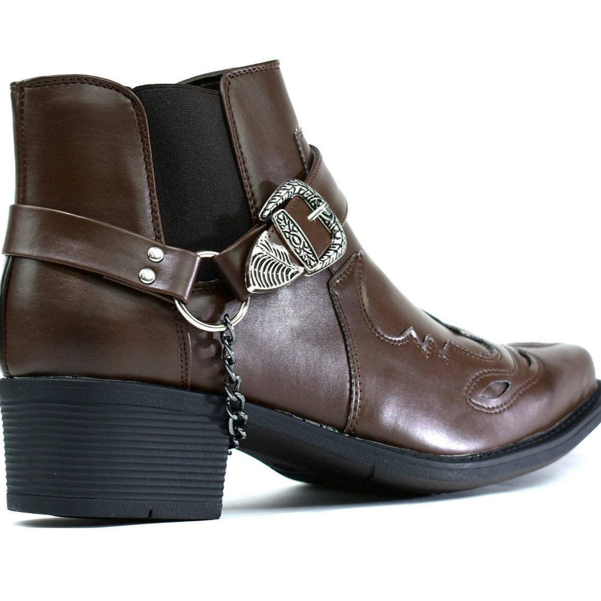 Santiag cuir marron cowboy homme